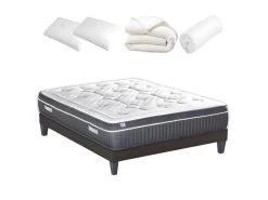 BELLECOUR LITERIE | Pack Prêt à Dormir COLOMBE 160x200 Cm | Matelas Mémoire De Forme + Sommier + Accessoires