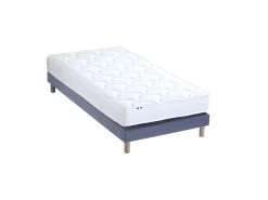 Ensemble Matelas 100% Latex 3 Zones ESSENTIEL + Sommier - Fabriqué En France Dimensions - 90 X 190 Cm, Sommier - Bleu Denim