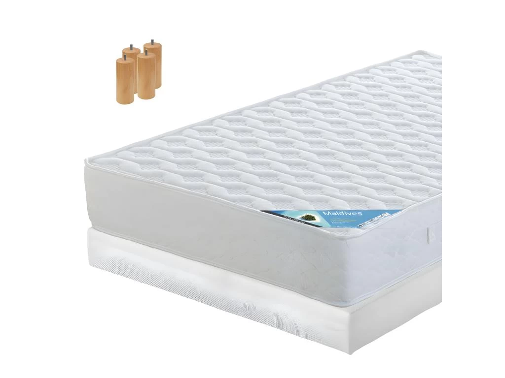 MALDIVES - Pack Matelas + Tapissier 130x190 + Pieds 1 MALDIVES - Pack Matelas + Tapissier 130x190 + Pieds