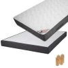 BERMUDES - Pack Matelas 160x200 + Sommier Tapissier Démontable 2x20 Lattes Anthracites + Pieds Bois 15cm