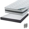 SEYCHELLES - Pack Matelas 160x200 + Sommier Tapissier Démontable 2x20 Lattes Anthracites + Pieds Argent 15cm