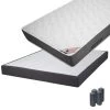 BERMUDES - Pack Matelas 140x190 + Sommier Tapissier Démontable 2x20 Lattes Anthracites + Pieds Anthracites 15cm