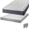 SILHOUETTE - Pack Matelas 140x190 + Sommier Tapissier Démontable 2x20 Lattes Lin + Pieds Carrés Argent 15cm