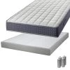 SILHOUETTE - Pack Matelas 140x190 + Sommier Tapissier Démontable 2x20 Lattes Lin + Pieds Argent 15cm