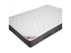 BERMUDES - Pack Matelas 140x190 + Sommier Tapissier Démontable 2x20 Lattes Anthracites + Pieds Carrés Argent 15cm -Magasin de lits ensemble matelas sommier 10841107