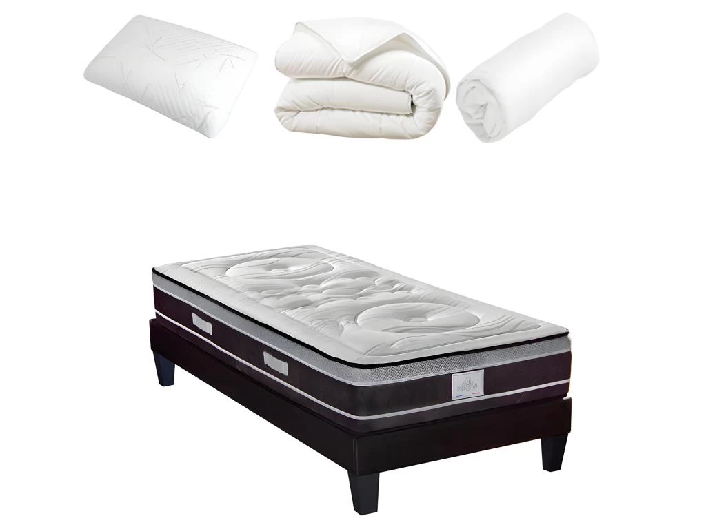 HYPSOM | Pack Prêt à Dormir DIVIN 90x190 Cm | Matelas Ressorts Ensachés + Sommier + Accessoires