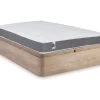 Ensemble Literie 140 X 190 Cm - Sommier Coffre Naturel Clair + Matelas Mousse HD - HEAVEN De DREAMEA PLAY