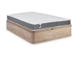Ensemble Literie 140 X 190 Cm - Sommier Coffre Naturel Clair + Matelas Mousse HD - HEAVEN De DREAMEA PLAY