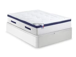 Ensemble Literie 140 X 190 Cm - Sommier Coffre Blanc + Matelas Ressorts Ensachés - MARQUIS De DREAMEA PLAY