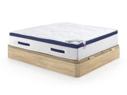 Ensemble Literie 180 X 200 Cm - Sommier Coffre Naturel Clair + Matelas Ressorts Ensachés - MARQUIS De DREAMEA PLAY