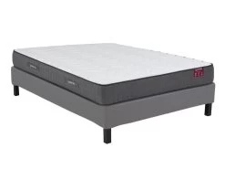 Ensemble Sommier Déco En Kit + Matelas Ressorts Ensachés 5 Zones Accueil Mémoire De Forme BABYLONE De DREAMEA ép.23cm - 140 X 190 Cm
