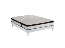 Ensemble Matelas Emeraude Mousse Accueil Mémoire Moelleux 24 Cm Et Sommier Bois Blanc - 160x200cm