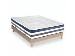 Ensemble Matelas Quintessence Mousse Haute Densité Accueil Mémoire Cocooning 30cm Et Sommier Bois 160x200cm