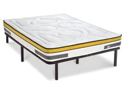 Ensemble Matelas Aubertin Ressorts Ensachés Accueil Mémoire Et Sommier Cadre Métal - 160 X 200 Cm
