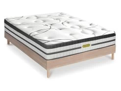 Ensemble Sommier Bois Et Matelas Concorde Ressorts Ensachés Accueil Mémoire 26cm 160x200cm