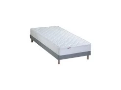 Ensemble Matelas Accueil Latex 3 Zones INITIAL - Bi Confort Mousse & Latex + Sommier - Made In France Dimensions - 90 X 190 Cm, Sommier - Gris Chiné