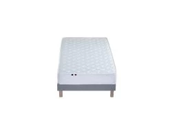 Ensemble Matelas Accueil Latex 3 Zones INITIAL - Bi Confort Mousse & Latex + Sommier - Made In France Dimensions - 90 X 190 Cm, Sommier - Gris Chiné -Magasin de lits ensemble matelas sommier 21015233