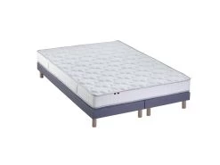 Ensemble Matelas 100% Latex 5 Zones ORIGINEL + Sommier - Spécial Dos Sensible - Fabriqué En France Dimensions - 2x80 X 200 Cm, Sommier - Bleu Denim