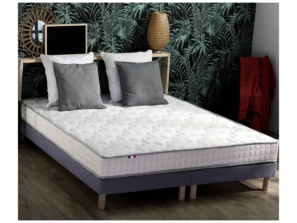 Ensemble Matelas 100% Latex 5 Zones ORIGINEL + Sommier - Spécial Dos Sensible - Fabriqué En France Dimensions - 2x80 X 200 Cm, Sommier - Bleu Denim 2 Ensemble Matelas 100% Latex 5 Zones ORIGINEL + Sommier - Spécial Dos Sensible - Fabriqué En France Dimensions - 2x80 X 200 Cm, Sommier - Bleu Denim – Image 2