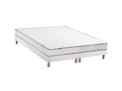 Ensemble Matelas 100% Latex 5 Zones ORIGINEL + Sommier - Spécial Dos Sensible - Fabriqué En France Dimensions - 2x80 X 200 Cm, Sommier - Blanc