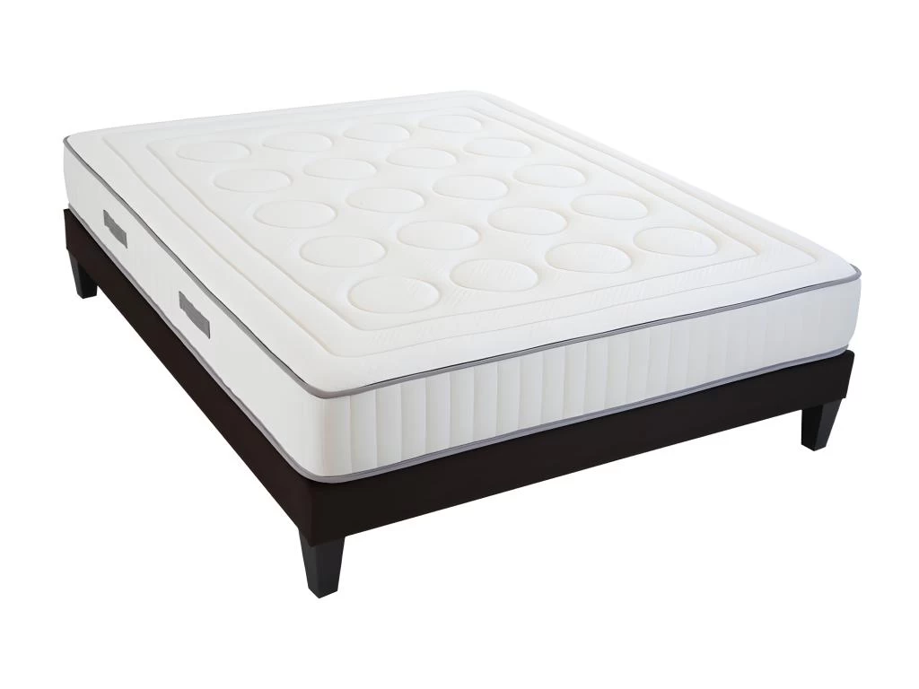 OLYMPE LITERIE | Ensemble CRISTAL 140x190 Cm | Matelas Mémoire De Forme + Sommier Bois | Ferme