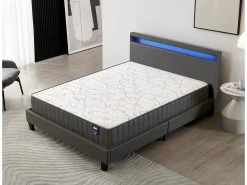 Ensemble Matelas Mousse + Lit Avec Tête De Lit 140x200cm-22cm D’épaisseur Accueil Mémoire De Forme