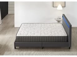 Ensemble Matelas Mousse + Lit Avec Tête De Lit 140x200cm-22cm D’épaisseur Accueil Mémoire De Forme -Magasin de lits ensemble matelas sommier 9188237
