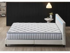 Ensemble Matelas Mousse + Lit Avec Tête De Lit 140x190 Cm, 16cm D’épaisseur Accueil Latex Naturel -Magasin de lits ensemble matelas sommier 9188617