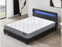 Ensemble Matelas Mousse + Lit Avec Tête De Lit 160x200 Cm, 16cm D’épaisseur Accueil Latex Naturel