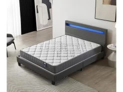 Ensemble Matelas Ressorts Ensachés + Lit Avec Tête De Lit 120x190cm-Epaisseur 20cm Accueil MousseHD