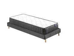 Ensemble Matelas Mousse + Sommier 90x190 Cm, Orionis 16cm D’épaisseur Et Sommier Tissu Gris