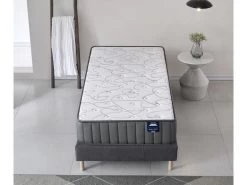 Ensemble Matelas Mousse + Sommier 90x190 Cm, Orionis 16cm D’épaisseur Et Sommier Tissu Gris -Magasin de lits ensemble matelas sommier 9189459