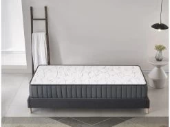 Ensemble Matelas Mousse + Sommier 90x190 Cm, Orionis 16cm D’épaisseur Et Sommier Tissu Gris -Magasin de lits ensemble matelas sommier 9189461