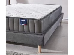 Ensemble Matelas Mousse + Sommier 90x190 Cm, Orionis 16cm D’épaisseur Et Sommier Tissu Gris -Magasin de lits ensemble matelas sommier 9189463