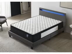 Ensemble Matelas Ressorts Ensachés + Lit Avec Tête De Lit 160x200cm-Epaisseur 30cm Accueil Mémoire