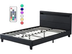 Ensemble Matelas Mousse + Lit Avec Tête De Lit 140x190cm Epaisseur 28cm Souple Accueil Latex Naturel -Magasin de lits ensemble matelas sommier 9190311