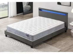 Ensemble Matelas Ressorts Ensachés + Lit Avec Tête De Lit 140x200cm-Epaisseur 25cm Accueil Mémoire