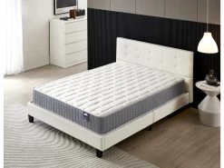 Ensemble Matelas + Lit Avec Tête De Lit 160x200 Cm, Essem 25cm D’épaisseur Mousse Haute Densité