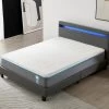 Ensemble Matelas Mousse + Lit Avec Tête De Lit 140x190cm Epaisseur 28cm Equilibré Accueil Latex