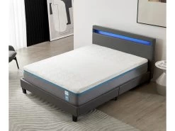 Ensemble Matelas Mousse + Lit Avec Tête De Lit 140x190cm Epaisseur 28cm Equilibré Accueil Latex