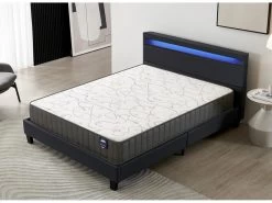 Ensemble Matelas Mousse + Lit Avec Tête De Lit 160x200cm-16cm D’épaisseur Accueil Mémoire De Forme