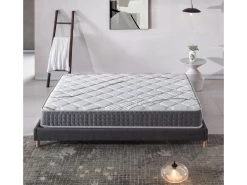 Ensemble Matelas Ressorts + Sommier 180x200cm, Essem 25cm D’épaisseur Et Sommier Tissu Gris -Magasin de lits ensemble matelas sommier 9257765