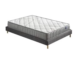 Ensemble Matelas Latex + Sommier Tissu 180x200 Cm, Sirius 16cm D’épaisseur Et Sommier Tissu Gris