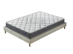 Ensemble Matelas Ressorts + Sommier 180x200cm, Eliha 20cm D’épaisseur Et Sommier Tissu Blanc