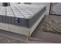 Ensemble Matelas Ressorts + Sommier 180x200cm, Eliha 20cm D’épaisseur Et Sommier Tissu Blanc -Magasin de lits ensemble matelas sommier 9258067