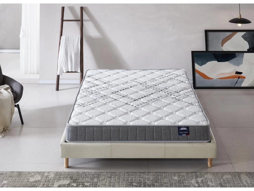 Ensemble Matelas Ressorts + Sommier 160x200cm, Eliha 20cm D’épaisseur Et Sommier Tissu Blanc 3 Ensemble Matelas Ressorts + Sommier 160x200cm, Eliha 20cm D’épaisseur Et Sommier Tissu Blanc – Image 3
