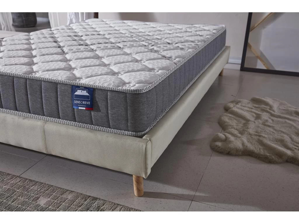Ensemble Matelas Ressorts + Sommier 160x200cm, Eliha 20cm D’épaisseur Et Sommier Tissu Blanc 5 Ensemble Matelas Ressorts + Sommier 160x200cm, Eliha 20cm D’épaisseur Et Sommier Tissu Blanc – Image 5