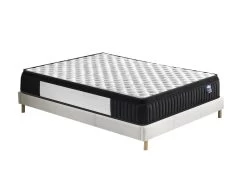 Ensemble Matelas Ressorts + Sommier 140x200cm, Elekctra 30cm D’épaisseur Et Sommier Tissu Blanc