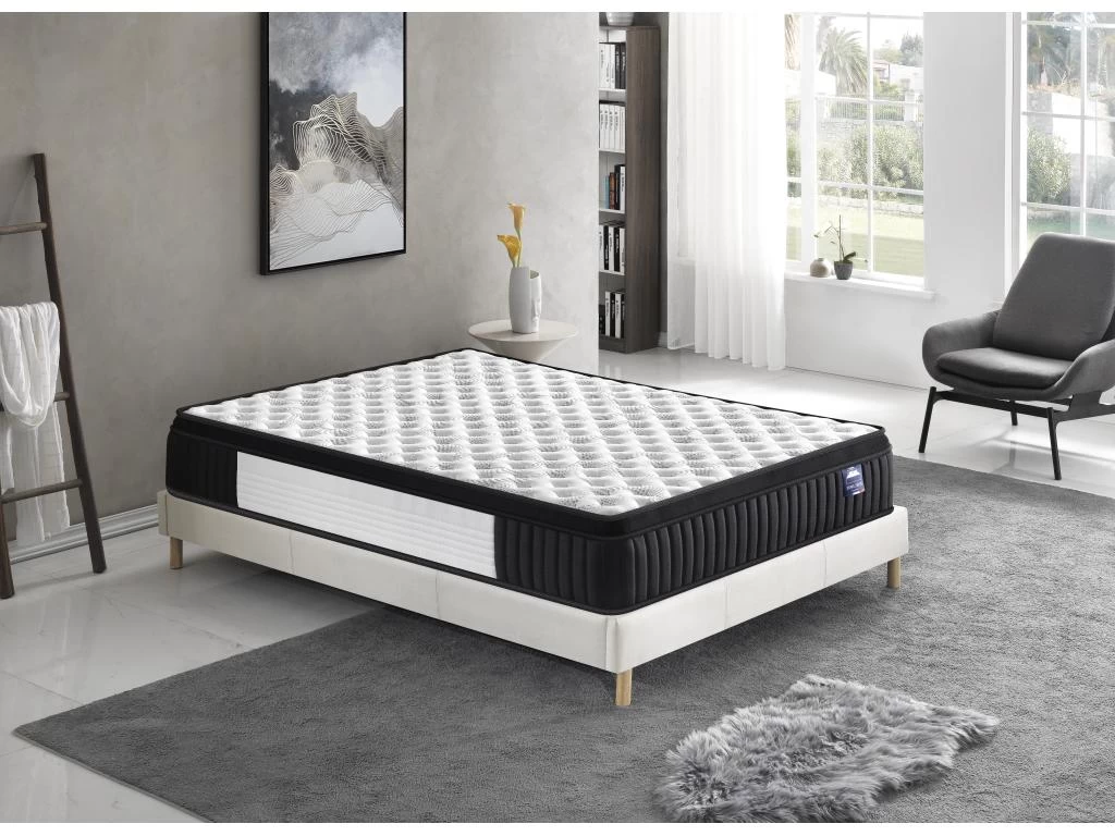 Ensemble Matelas Ressorts + Sommier 140x200cm, Elekctra 30cm D’épaisseur Et Sommier Tissu Blanc 2 Ensemble Matelas Ressorts + Sommier 140x200cm, Elekctra 30cm D’épaisseur Et Sommier Tissu Blanc – Image 2