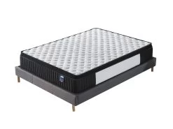 Ensemble Matelas Ressorts + Sommier 180x200cm, Elekctra 30cm D’épaisseur Et Sommier Tissu Gris